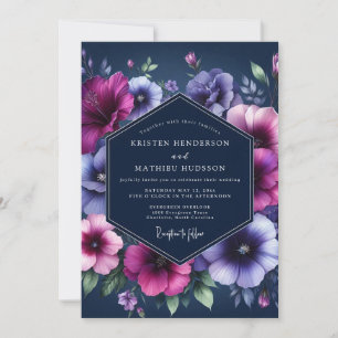Convites Casamento Navy Twilight Bloom