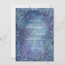 Convites Casamento Nebulosa Azul Celestial Barroca Prata
