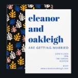 Convites Casamento Negra Azul Botânico Moderno Matisse<br><div class="desc">Boho Matisse Formas Botânicas em Rosa Preto e Convite para Casamento Azul</div>