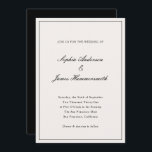 Convites Casamento Negra Branca de Creme de Caligrafia Eleg<br><div class="desc">Modelo de convite de casamento elegante,  formal e clássico com tipografia de script de caligrafia para os casais,  fundo branco creme,  quadro elegante na frente e um backer preto. Personalize-o com as suas próprias informações de casamento.</div>