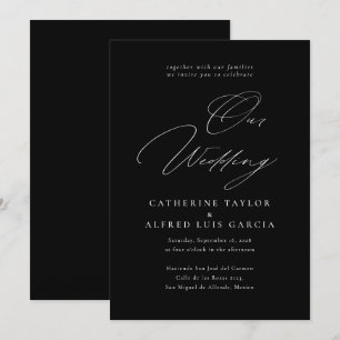 Convites Casamento Negra Da Caligrafia Elegante