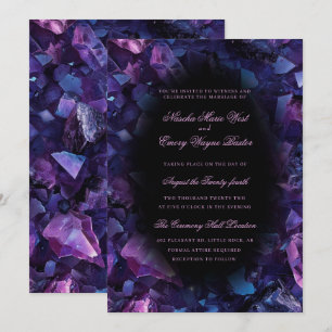 Convites Casamento Negra de Cristais de Bruxas de Roxo Escu
