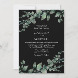 Convites Casamento Negra de Elegância Moderna Eucalyptus