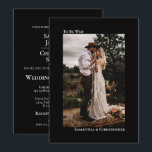 Convites Casamento Negra De Foto Vertical Minimalista Moder<br><div class="desc">Este belo convite de casamento preto clássico é moderno, minimalista e simples. Ele apresenta um design vertical ou orientado para retratos com sua foto na frente cercada pela legenda "To Be Wed" e seus nomes. O verso tem toda a redação do convite de casamento, juntamente com um espaço opcional para...</div>