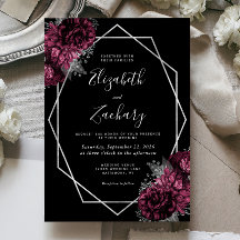 Casamento Negra de Frame Floral de Prata Burgundy