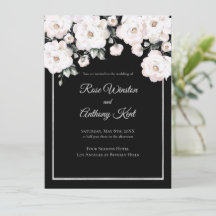 Casamento Negra de Moldura de Prata de Rosas Branc