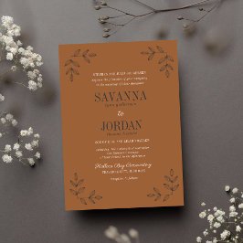 Convites Casamento Negra de Terracotta de Halloween Autumn