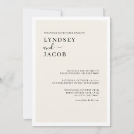 Convites Casamento Negra e Creme Moderno Elegante