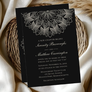 Convites Casamento Negra Elegante Indiano Mandala Boho