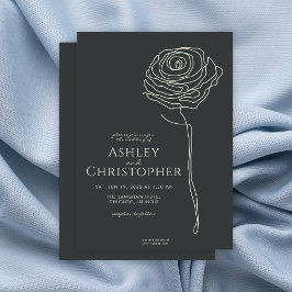 Convites Casamento Negra Floral Negra Moderna Onyx