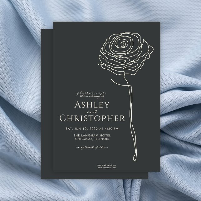 Convites Casamento Negra Floral Negra Moderna Onyx (Criador carregado)