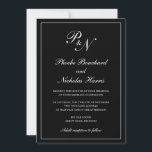 Convites Casamento Negra Formal do Monograma Tradicional El<br><div class="desc">O convite de casamento preto estilo tradicional com um design simples e clássico com seu monograma inicial e seus nomes em um dentro de caligrafia elegante de uma fronteira fina. Todos os elementos de design podem ser alterados na ferramenta de edição de design. Estes convites de casamento elegantes são perfeitos...</div>