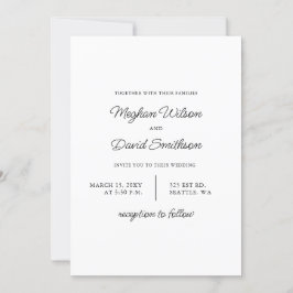 Convites Casamento Negra Mínimo e Simples Elegante