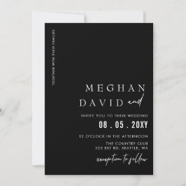 Convites Casamento Negra Mínimo e Simples Elegante