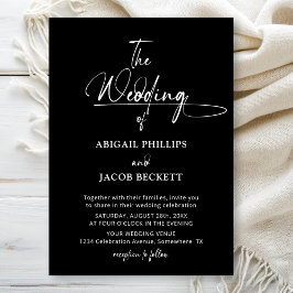Convites Casamento Negra na moda Minimalista