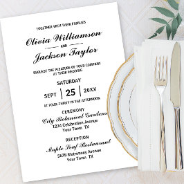 Convites Casamento Negro Branco Simples Elegante