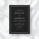 Convites Casamento Negro Clássico Elegante<br><div class="desc">Convite Clássico de Casamento Negra.</div>