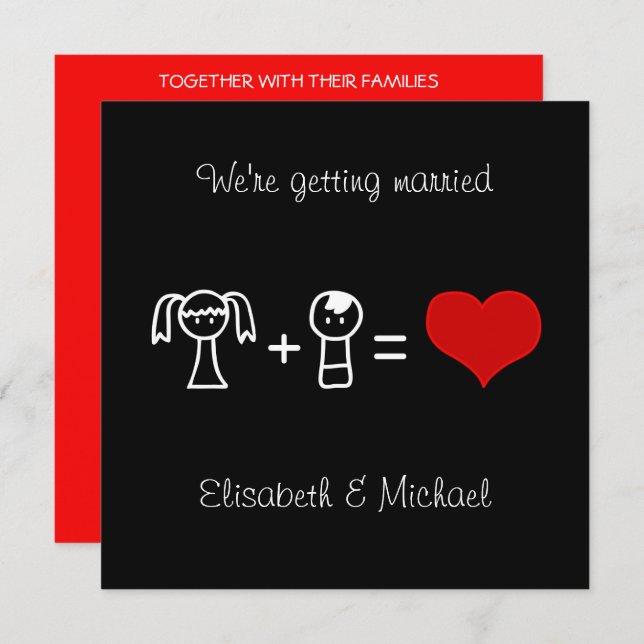 Convites Casamento negro de noiva de noiva de rabo bonito e (Frente/Verso)