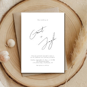 Convites Casamento Negro de Nomes Elegantes Minimalistas de