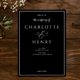 Convites Casamento Negro de Script de Iluminação Elegante