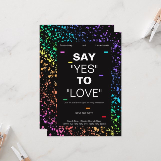 Convites Casamento negro digital moderno e digital LGBTQ pe (Frente/Verso In Situ)