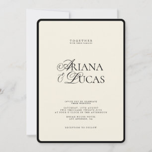 Convites Casamento Negro e Branco com Script Moderno Minima