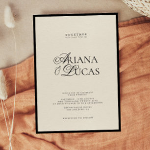 Convites Casamento Negro e Branco com Script Moderno Minima
