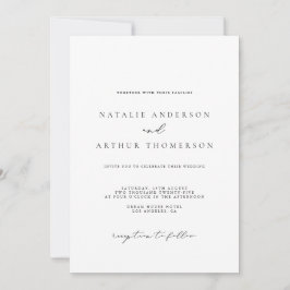 Convites Casamento Negro e Branco com Script Moderno Minima