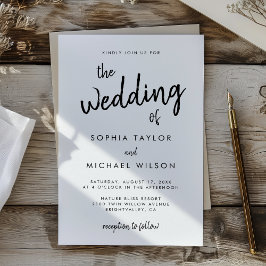 Convites Casamento Negro E Branco Com Script Negra Moderno