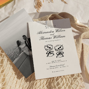 Convites Casamento Negro e Branco da Caligrafia Moderna