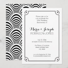 Convites Casamento Negro e Branco da Idade Elegante Jazz An