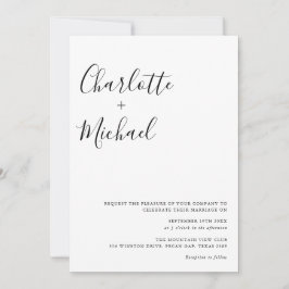 Convites Casamento Negro E Branco De Manuscrito Minimalista
