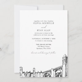 Convites Casamento Negro e Branco do Skyline Spokane Modern