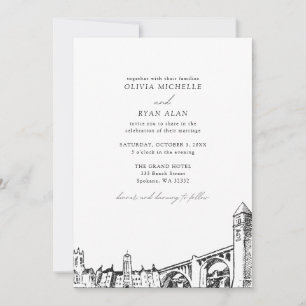 Convites Casamento Negro e Branco do Skyline Spokane Modern