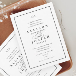 Convites Casamento Negro e Branco Elegante