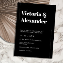 Casamento Negro e Branco Elegante Minimalista