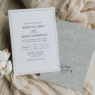 Convites Casamento Negro e Branco Elegante Moderno