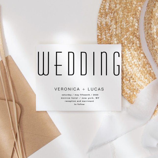 Convites Casamento Negro E Branco, Manuscrito Moderno Minim (Criador carregado)