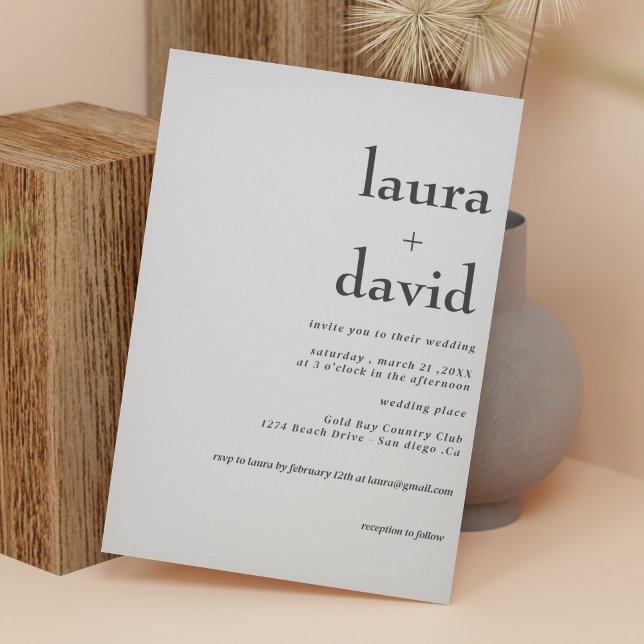 Convites Casamento Negro e Branco minimalista (Criador carregado)