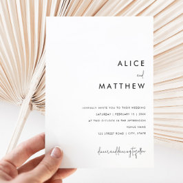 Convites Casamento Negro e Branco Minimalista Clássico