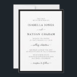 Convites Casamento Negro e Branco Minimalista de Script Ele<br><div class="desc">Convite para Casamento Negro e Branco Minimalista de Script Elegante. Este convite de casamento chic apresenta uma simples fronteira negra e um roteiro elegante que é perfeito para o casal moderno.</div>