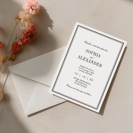 Convites Casamento Negro e Branco minimalista elegante