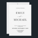 Convites Casamento Negro e Branco minimalista moderno<br><div class="desc">Um convite de casamento preto e branco minimalista moderno. Personalize todo texto e cores neste convite de casamento simples e moderno.</div>