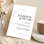 Convites Casamento Negro e Branco minimalista moderno<br><div class="desc">Convite para casamento preto e branco minimalista moderno,  com design elegante de tipografia. Personalize com todos os seus detalhes para um convite de casamento.</div>