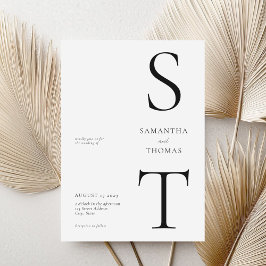 Convites Casamento Negro e Branco minimalista moderno