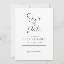 Convites Casamento Negro E Branco Minimalista Salvar A Data