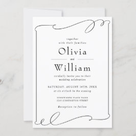 Convites Casamento Negro E Branco Moderno Elegante