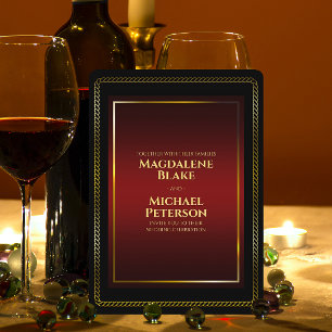 Convites Casamento Negro e Vermelho Minimalista Luxuoso