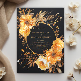 Convites Casamento Negro Floral Elegante