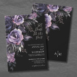 Convites Casamento Negro Floral Moderno Gótico<br><div class="desc">Até A Morte Nos Fazer Parte. Casamento Floral Preto Roxo Preto Escuro Convite perfeito para outono, outono, inverno, primavera ou qualquer vez que você quiser um olhar elegante. Uma mistura de rosas pretas e roxas, folhagem de cinzas, e alguns outros ramos e caules roxos. Um olhar botânico moderno e escuro...</div>